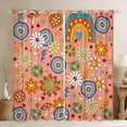 thumbnail image 1 of Groovy Flowers Curtains & Drapes, 70S Retro Floral Curtains 80S 90S Hippie Flower 30%-50% Blackout Curtains Vintage Boho Psychedelic Rainbow Window Curtains 38"Wx54"L 2 Panels, Colorful, 1 of 6