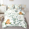 thumbnail image 1 of Kawaii Animal Bedding Comforter Sets 7pcs Cute Capybara Bed in a Bag, Cartoon Wildlife King Bedding Sets Green Leaf Comforter Set, Spring Garden Plant Bedding Sets Bedroom Decor, 1 of 6