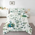 thumbnail image 1 of Kawaii Animal Twin Bedding Sets Cute Peacock Comforter Set, Cartoon Wildlife Bedding Comforter Sets Green Leaf Duvet Insert, Spring Plant Down Comforter Bedroom Decor, 1 of 6
