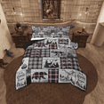 thumbnail image 1 of Rustic Pink Bedding Set Full Vintage Buffalo Plaid Cabin Comforter Set Hunting Bear Deer Wolf Quilt Comforter Women,Woodland Wildlife Animal Bed Duvet Set Black Grey, 1 of 6