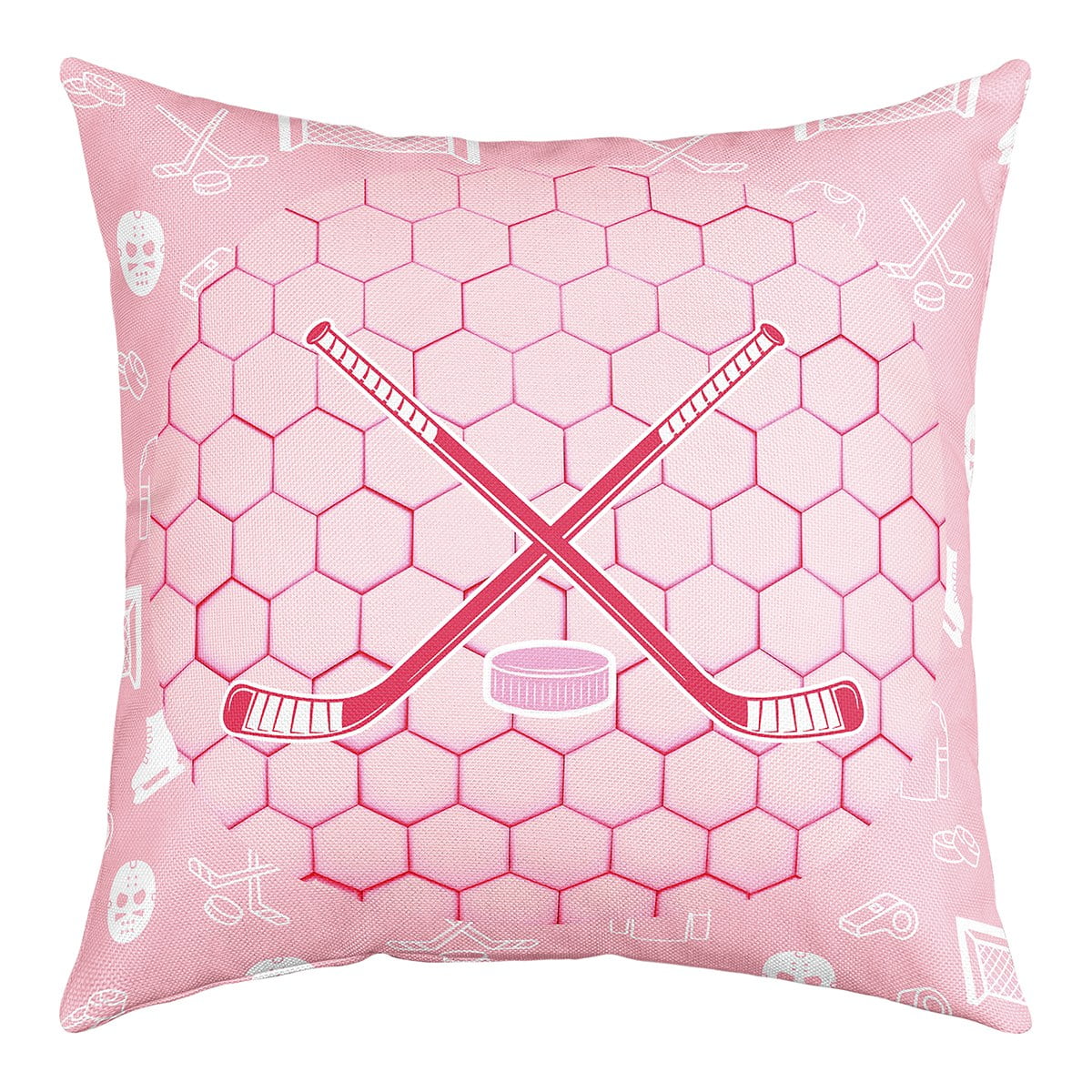 YST Girls Sports Throw Pillow Cover 20x20 inch,Pink Ice Hockey Pillow