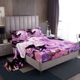 thumbnail image 1 of Erosebridal Unicorn Bed Set Pink Butterfly Bed Sheets Set, Chic Purple Flower Floral Full Sheet Set Magical Horse Sheets, Cute Kawaii Top Sheet 4pcs, 1 of 5