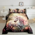 YST Girls Unicorn Comforter Set Twin Fantasy Horse Bedding For Kids