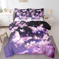 thumbnail image 1 of Girly Butterfly Comforter Set Twin Size Blossoming Pink Floral Bed In A Bag Japanese Style Bedding Set Retro Romantic Animals Flowers Sheet Set with Comforter,7 Piece, 1 of 5