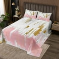 thumbnail image 1 of Girly Pink Coverlet King Size Oil Painting Stripe Bedding Set, Brush Marks Contemporary Ombre Bedspread Set Watercolor Graffiti Quilt Set, Aesthetic Modern Bed Set, 1 of 4