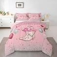 thumbnail image 1 of Girly Preppy Western Bedding Full, Pink Cowgirl Western Hat Shoes Comforter Set Birthday Party Decorations Bed Comforter Set, Diamond Love Heart Decor Boho Western Duvet Set, 1 of 6