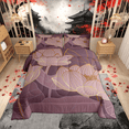 thumbnail image 1 of Girly Purple Bedding Set Queen Women Abstract Lotus Comforter Set, Modern Aesthetic Duvet Insert Floral Flower Quilt Set, Oriental Style Bedding Comforters & Sets for All Seasons, 1 of 6