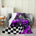 thumbnail image 1 of Glitter Beehive Geometric Hexagon Flannel Blanket ,Purple Neon Lights Honeycomb Twin 60x80 inch Throw Blanket Cool Sports Car Bed Blanket,Race Car Fleece Blanket, 1 of 5