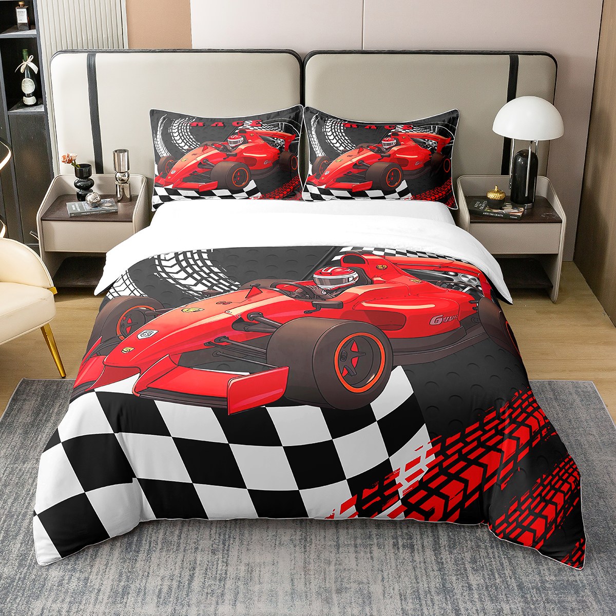 YST Go Kart 100 Cotton Duvet Cover Twin Size for Kids Child Toddler