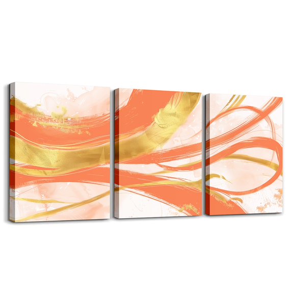 Erosebridal Gold Marbling Framed Wall Art Watercolor Stone Marble Design Wall Decor Modern Abstract Aesthetic Poster Prints Geometry Golden Lines Minimalism Artwork Wall Pictures 12"X16"X3 Pieces