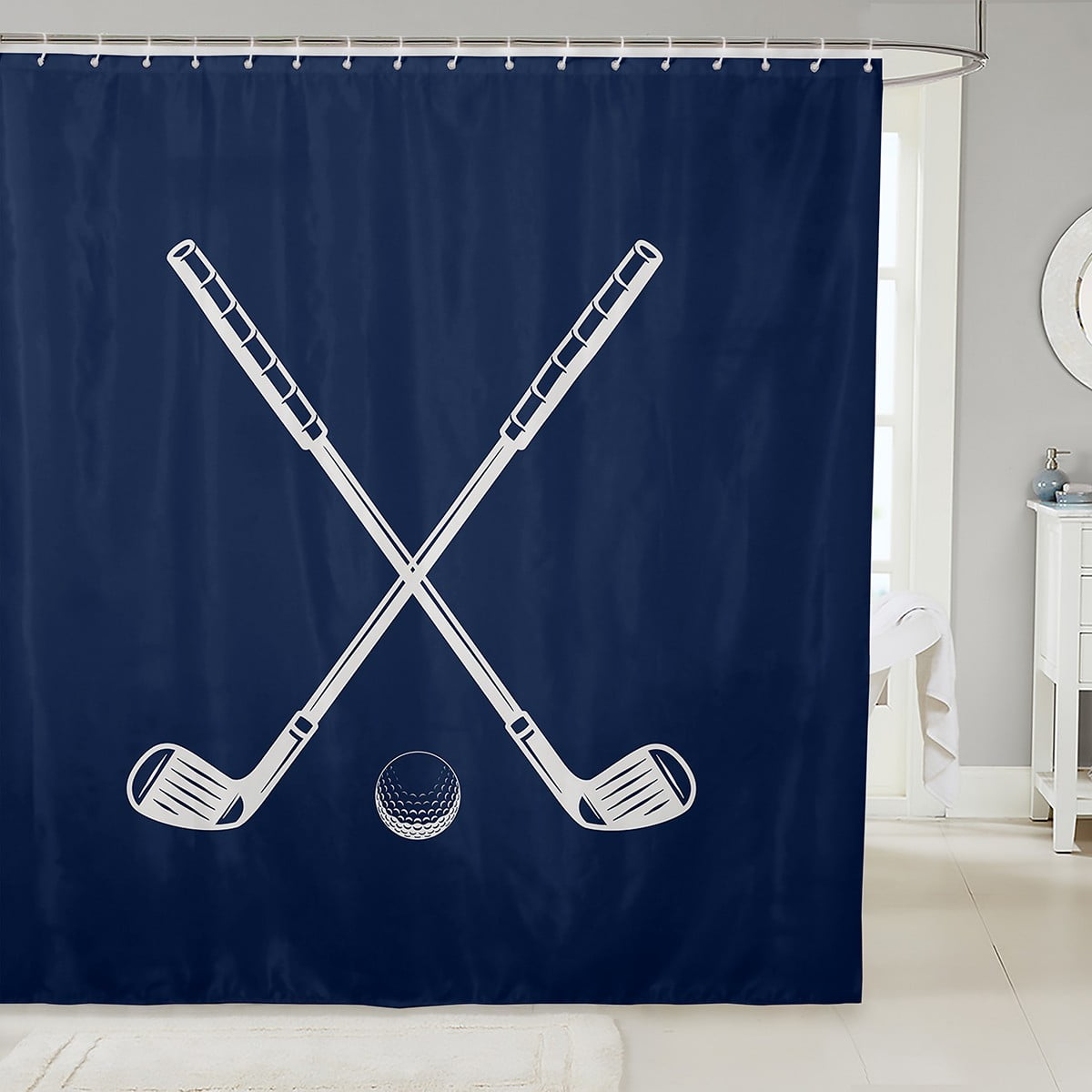 YST Golf Shower Curtain for Boys Men,Golf Balls Clubs Sports Bathroom