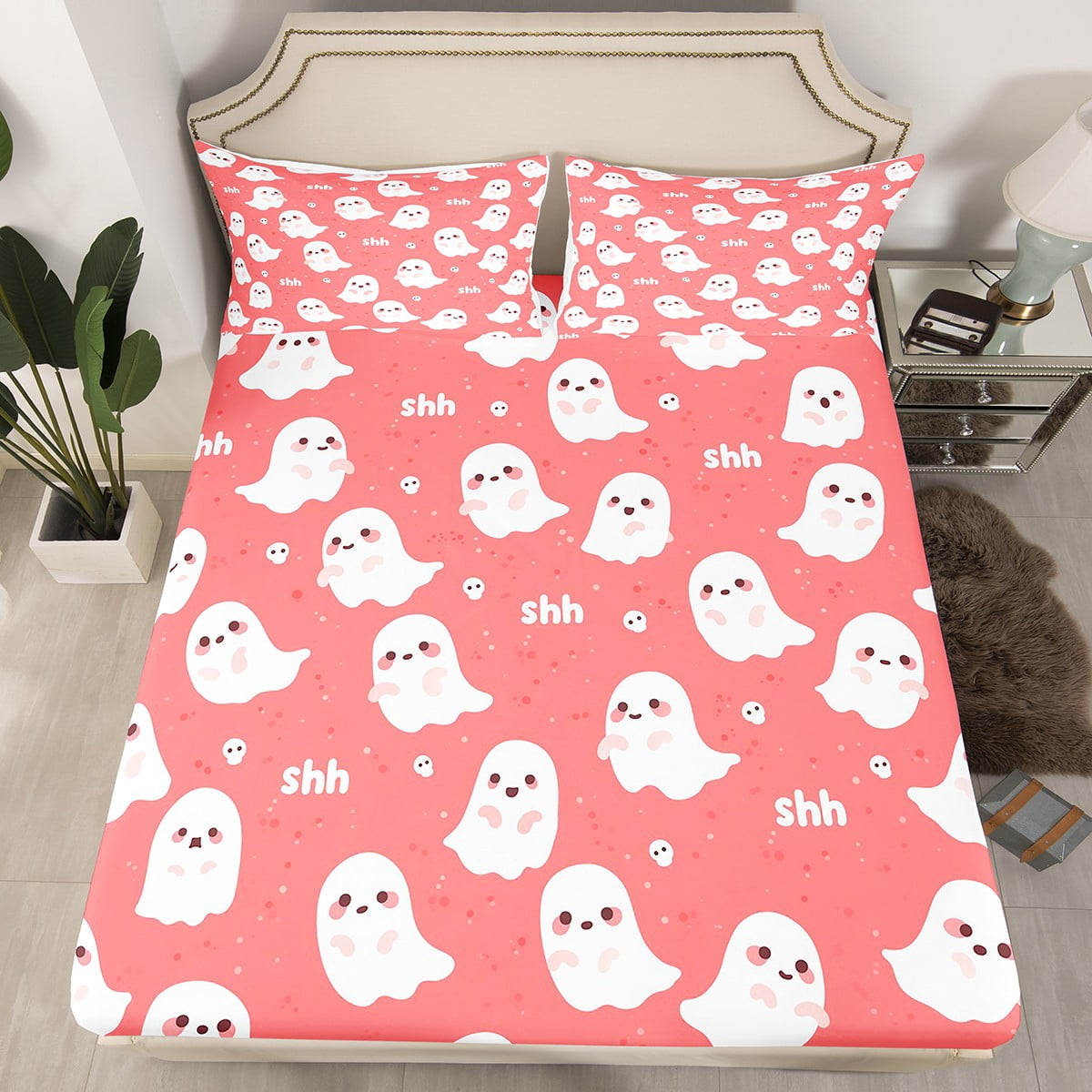 Gothic Ghost Bed Sheets Skeleton Skull Cute Halloween Sheets Teens ...