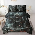 thumbnail image 1 of YST Gothic Music Themed 7 Piece Comforter Set Full Bed in a Bag,Musical Instrument Drum Kit Bedding Sets Halloween Skeleton Sugar Skull Grunge Black Red Sheet Set with Comforter, 1 of 5