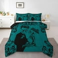 YST Gothic Skull Bed Comforter Set Twin Teal Black Couple Rose Skull