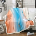 thumbnail image 1 of Gradient Blue and Orange Throw Blanket 40"x50",Silver Foil Print Wave Striped Fleece Blanket Ombre Blanket,Abstract Art Room Decor Aesthetic, 1 of 4