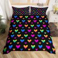thumbnail image 1 of Erosebridal Gradient Hearts Comforter Cover Blue Pink Neon Bed Set, Glowing Love Heart Duvet Cover Full Size Black Orange Purple Bedding Sets, Rainbow Ombre Bedspread Cover Ultra Soft 3pcs, 1 of 5
