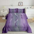 thumbnail image 1 of Gradient Lilac and Grey Bedding Set Ombre Comforter Set ,Spiral Silver Print Wave Striped Pattern Queen Quilt,Abstract Art Room Decor Aesthetic, 1 of 5
