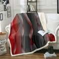 thumbnail image 1 of Gradient Red and Grey Black Throw Blanket for Sofa Decor,Irregular Silver Stripe Wave Line Fleece Blanket Ombre Blanket 60"x80",Abstract Art Room Decor Aesthetic, 1 of 4