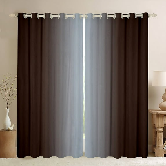 Grayish White and Brown Curtains for Bedroom,Rainbow Ombre 30%-50% Blackout Curtains Aesthetic Living Room Decor,Gradient Colorful Curtains & Drapes Abstract Window Curtain