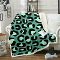 thumbnail image 1 of Green Leopard Print Blanket Turqoise Animal Printed Throw Blanket for Bed, Wild Cheetah Fleece Blanket African Wildlife Sherpa Blanket, Safari Leopard Fuzzy Blanket All Seasons, 1 of 6