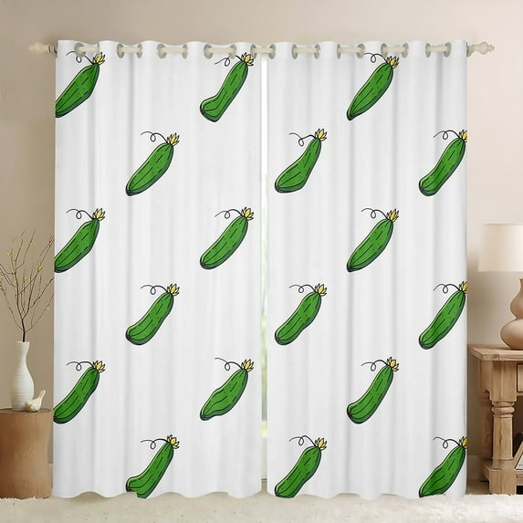 Green Pickles Curtains Youth Teens Curtains & Drapes 52Wx63L, Cucumbers Vegetable Print Botanical Plants 30%-50% Blackout Curtains for Bedroom Living Room