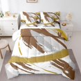 thumbnail image 1 of Grey Beige Brown Bedding Full Size 7pcs Brush Strokes Oil Painting Comforter Set, Gradient Abstract Vintage Bedding Comforter Sets Ombre Graffiti Bed in a Bag, Modern Bedding Accessories, 1 of 4