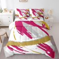 thumbnail image 1 of YST Grey Beige Rasberry Red Bed in a Bag 7 Piece Brush Strokes Oil Painting Queen Bedding Sets, Gradient Abstract Vintage Comforter Set Ombre Graffiti Bedding Comforter Sets, Modern Bed Set, 1 of 4