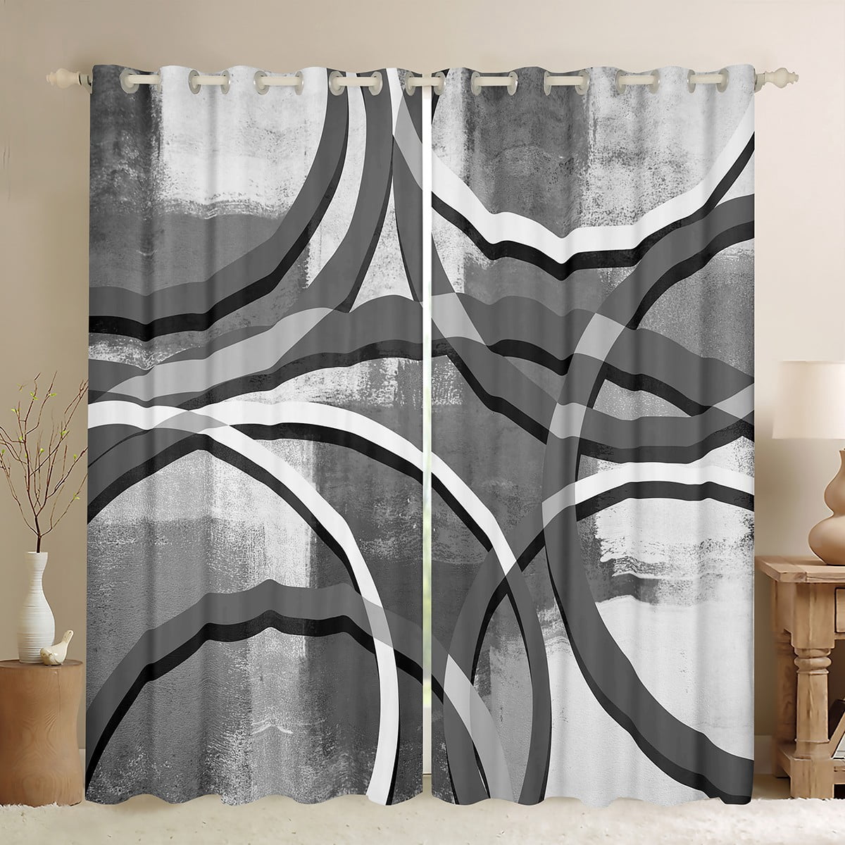 YST Grey Modern Aesthetic Curtains Gray Gradient Blackout Curtains, Oil ...