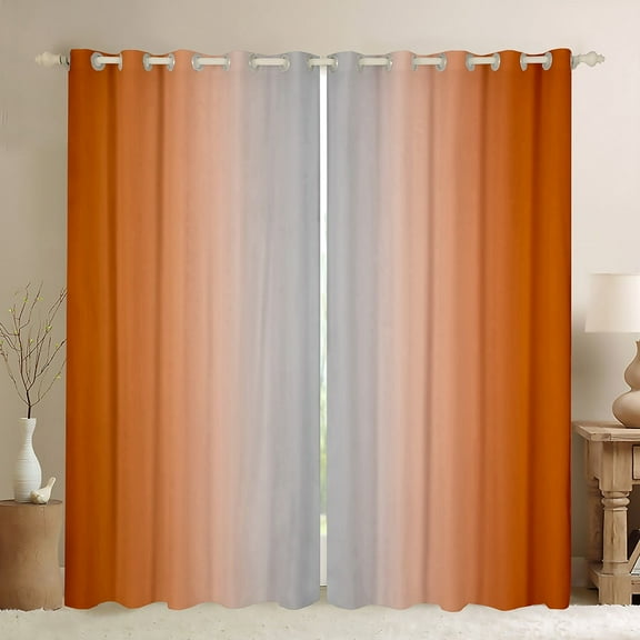 Greyish White and Orange Curtains for Bedroom,Rainbow Ombre 30%-50% Blackout Curtains Aesthetic Living Room Decor,Gradient Colorful Curtains & Drapes Abstract Window Curtain