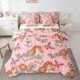 YST Groovy Comforter Set Twin Size 7 Piece,Pink 60s 70s Bedding Set for