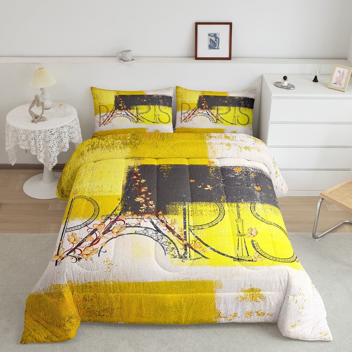 YST Grunge Ombre Bedding Set Queen Modern Watercolor Comforter Set