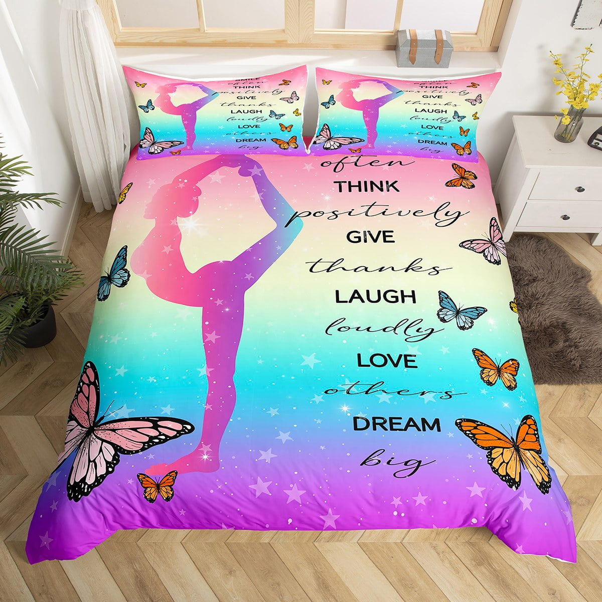 YST Gymnast Girls Duvet Cover Twin Gymnastics Dance Bedding Set, Ballet