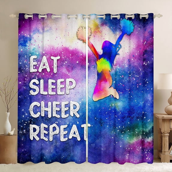 Gymnastics Curtains & Drapes,Gymnast Sports 30%-50% Blackout Curtains,Rainbow Starry Sky Window Curtains Tie Dye Ombre Window Treatments Sports 2 Panels 42"Wx63"L