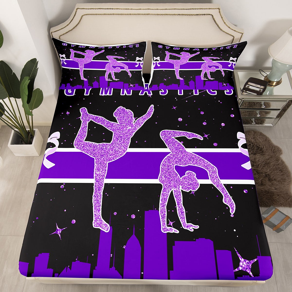 Erosebridal Gymnastics Twin Sheets Dance Theme Bed Sheets Women, Purple ...