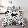 thumbnail image 1 of Erosebridal Halloween Goth Bedding Sets Queen Black White Damask Spider Web Comforter Set Halloween Gothic Bedding Comforter Sets Teen Adults Room Decor Hippie Floral Animal Quilt Duvet, 1 of 2