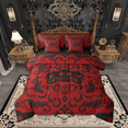 thumbnail image 1 of Halloween Skull Full Size Bed In A Bag Retro Baroque Damask Goth Comforter Set 7 Picec Red Black Skeleton Gothic Bedding Sets With Sheets Pillow Covers Reversible Black Horror Bed Set, 1 of 5