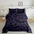 thumbnail image 1 of Halloween Themed Bedding Comforters Twin Size,Black Bats Animal Print Comforter SetDark Purple Color Adult Duvet Set,Soft, 1 of 6