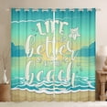 thumbnail image 1 of Erosebridal Hawaii Beach Curtains, Sea Ocean Themed Blackout Curtains for Bedroom Living Room, Coastal Beach Theme Window Curtains & Drapes, Summer Vacation Style Darkening Curtains 42"X63", 1 of 5