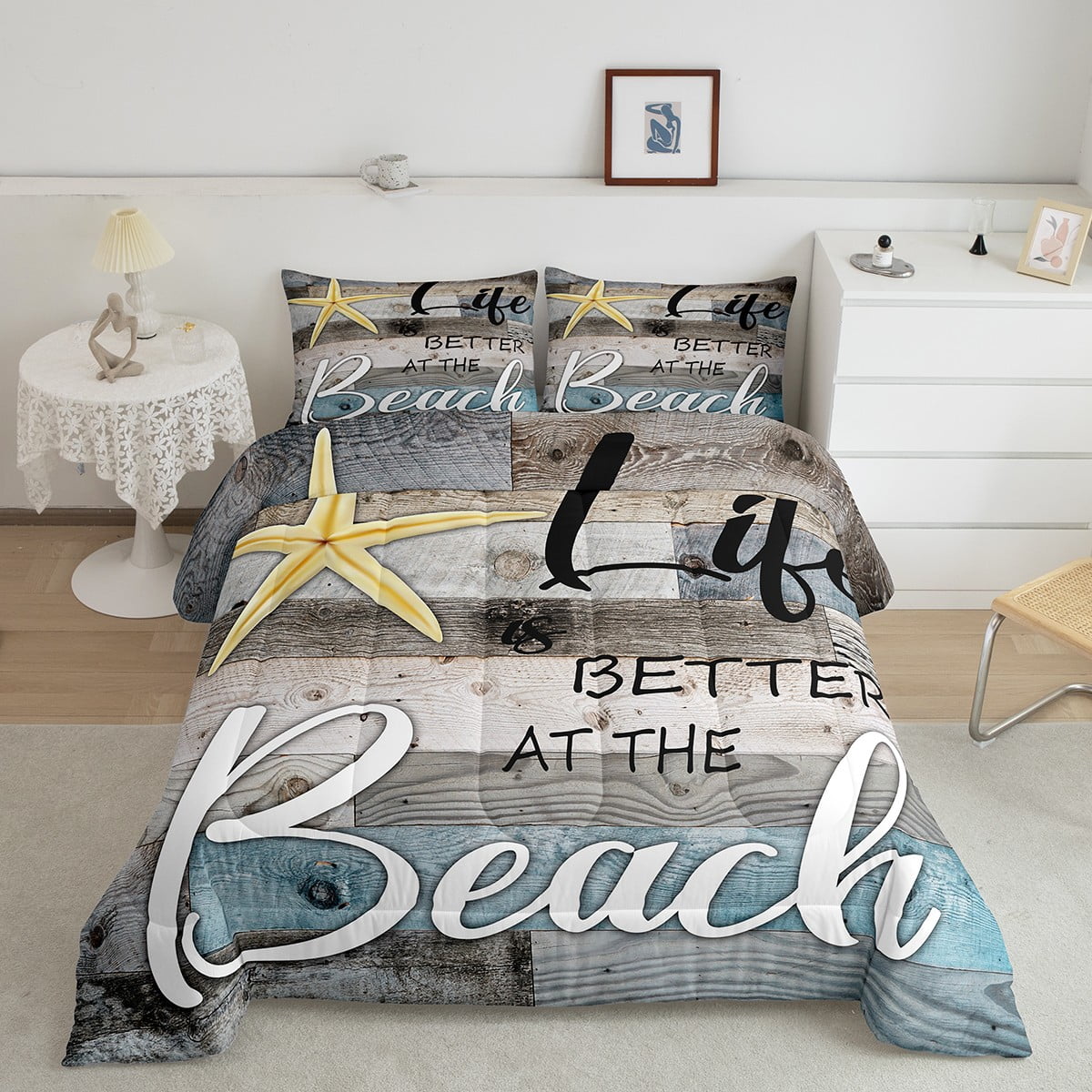 YST Hawaii Beach Themed Comforter Twin Tropical Sea Bedding Set, Ocean
