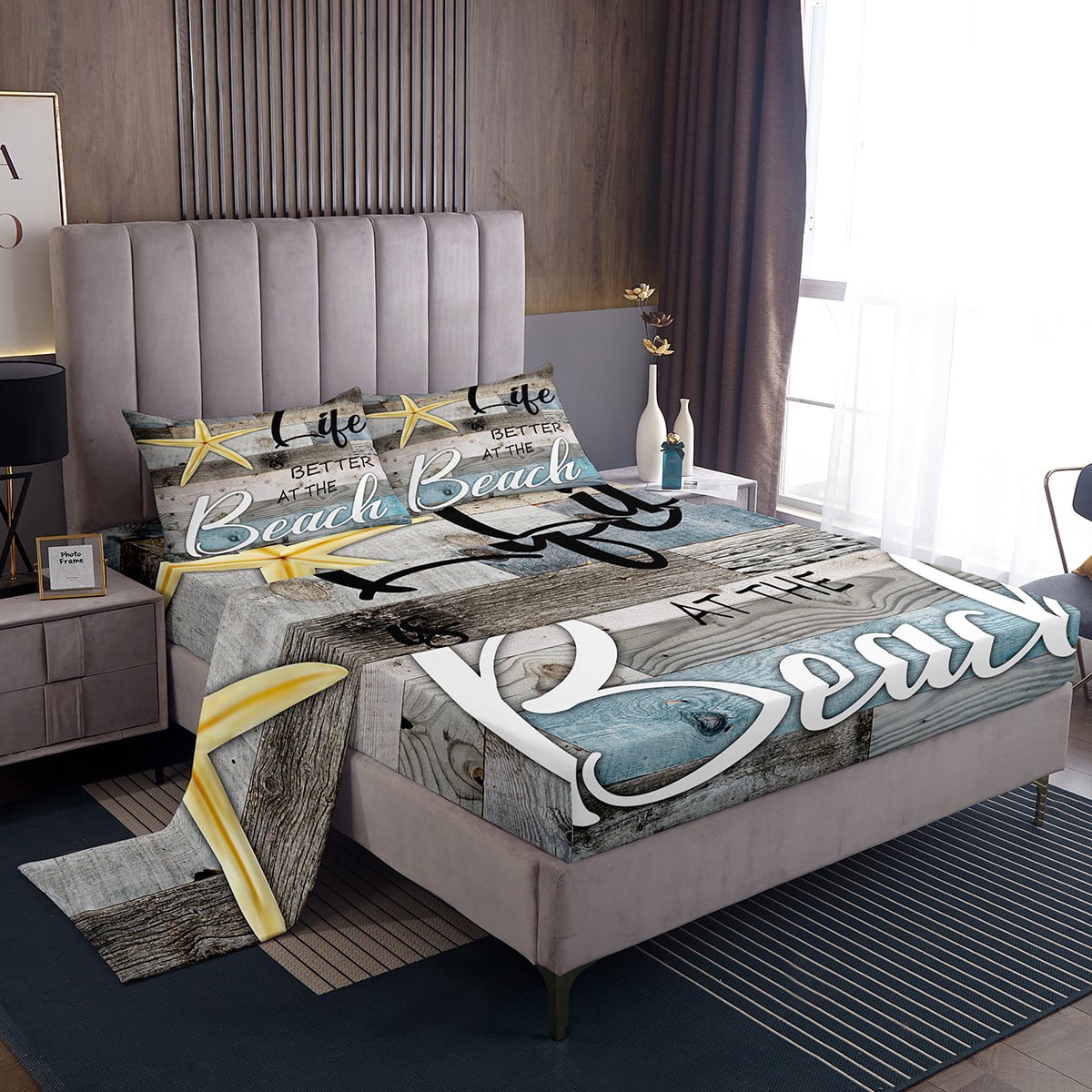 YST Hawaii Beach Themed Twin Sheets Tropical Sea Bed Set, Ocean Marine