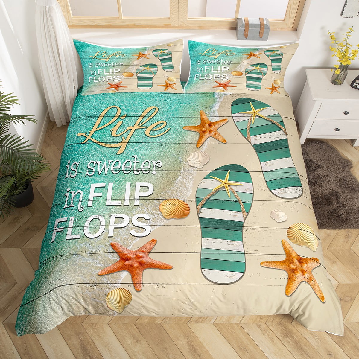 YST Hawaii Ocean Duvet Cover for Kids Boys Girls,Summer Beach Flip ...