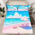 thumbnail image 1 of Hawaiian Beach Ocean Fitted Sheet Coastal Crab Bed Sheets Twin,Summer Vacation Bed Sheets Set Coastal Landscape Bed Set For Women Men Adults, 1 of 4