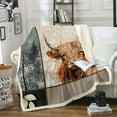 YST Highland Cow Blanket Vintage Pine Trees 90"x90" Throw Blanket,Wild