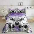 thumbnail image 1 of Erosebridal Highland Cow Print Comforter Set King,Purple Western Farmhouse Bedding Sets Rustic Home Decor,Longhorn Cattle Farm Animals Bed Set Graffiti Daisy Flower Quilt Cowboys Gifts for Women Men, 1 of 5