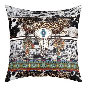 2pcs Boho Aztec Skull Throw Pillow Covers 18x18