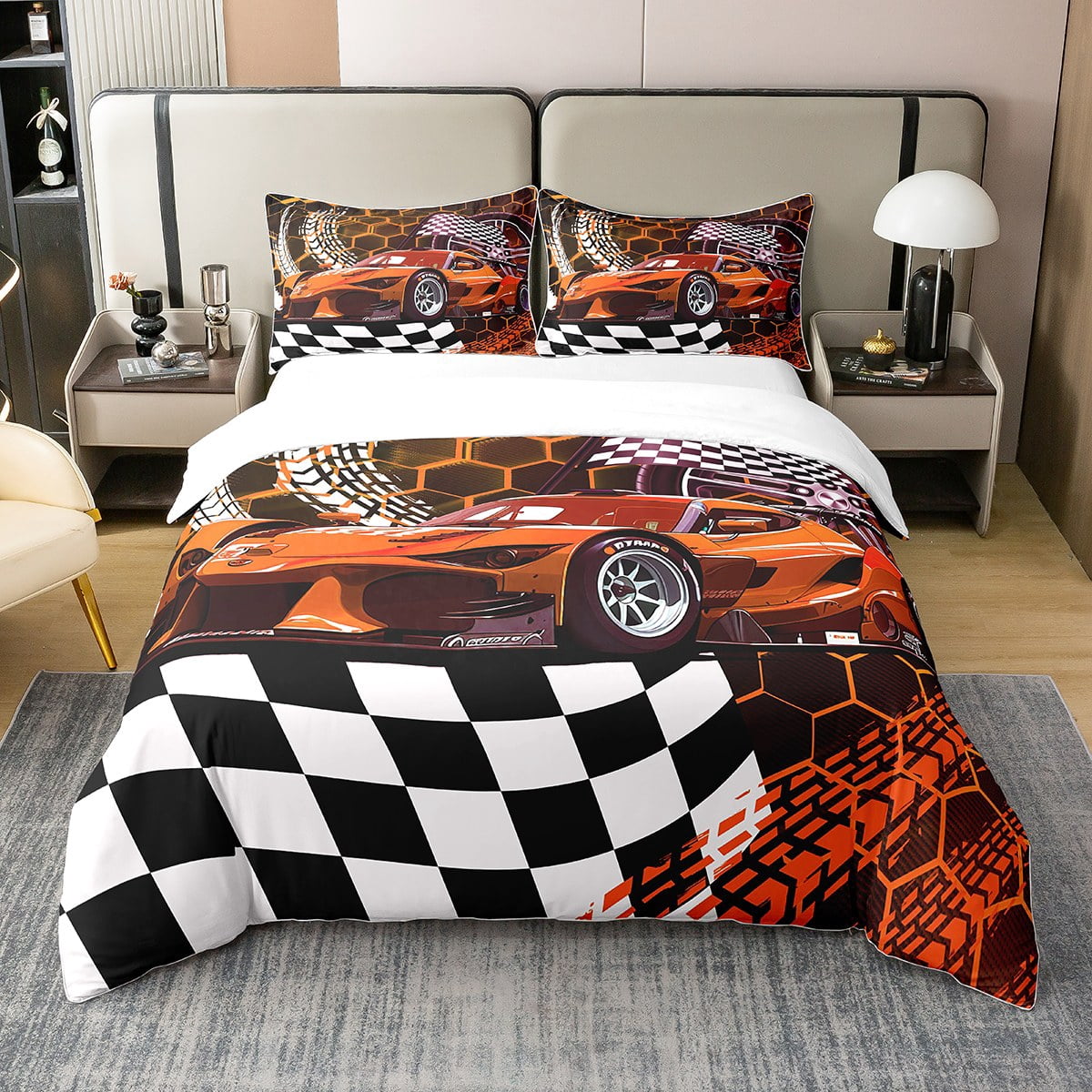 Erosebridal Race Car 100 Cotton Duvet Cover Neon Geometric