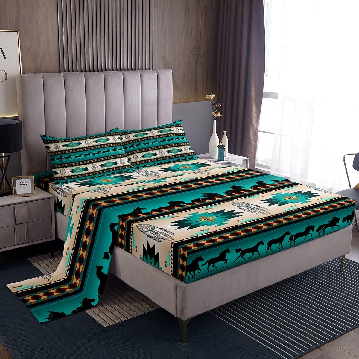YST Horse Bed Sheets Dream Catchers Sheet Set for Cowboy Cowgirl