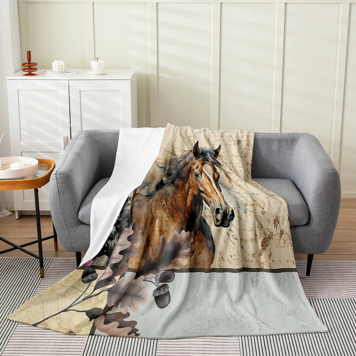 YST Horse Blanket for Girls,Farm Animals Fleece Blanket Farm House