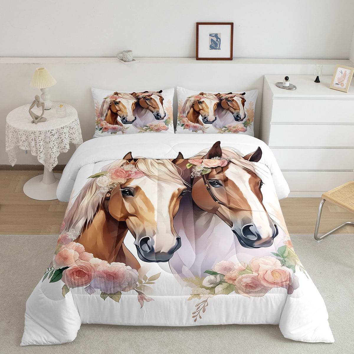 Céphira - Short Linen Set with Horse Print main image 1