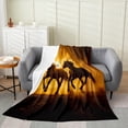 thumbnail image 1 of Horses Printed Blanket ,Wild Animal Pattern Throw Blanket 40x50 Inch Warm,Horse Couples Fleece Blanket Lightweight,Sunset Flannel Blanket for Home Room Decor, 1 of 4